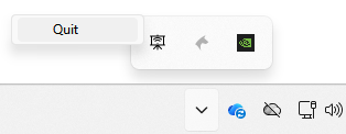 The OnlyView PowerPoint Remote icon in the Windows notification area, with its context menu open on the single Quit entry